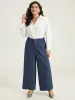 Plain Wide Leg Elastic Waist Pocket Pants sold by Bloomchic