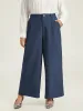 Plain Wide Leg Elastic Waist Pocket Pants sold by Bloomchic