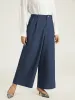 Plain Wide Leg Elastic Waist Pocket Pants sold by Bloomchic