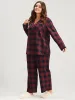 Tartan Suit Collar Button Up Pocket Pajama Set sold by Bloomchic