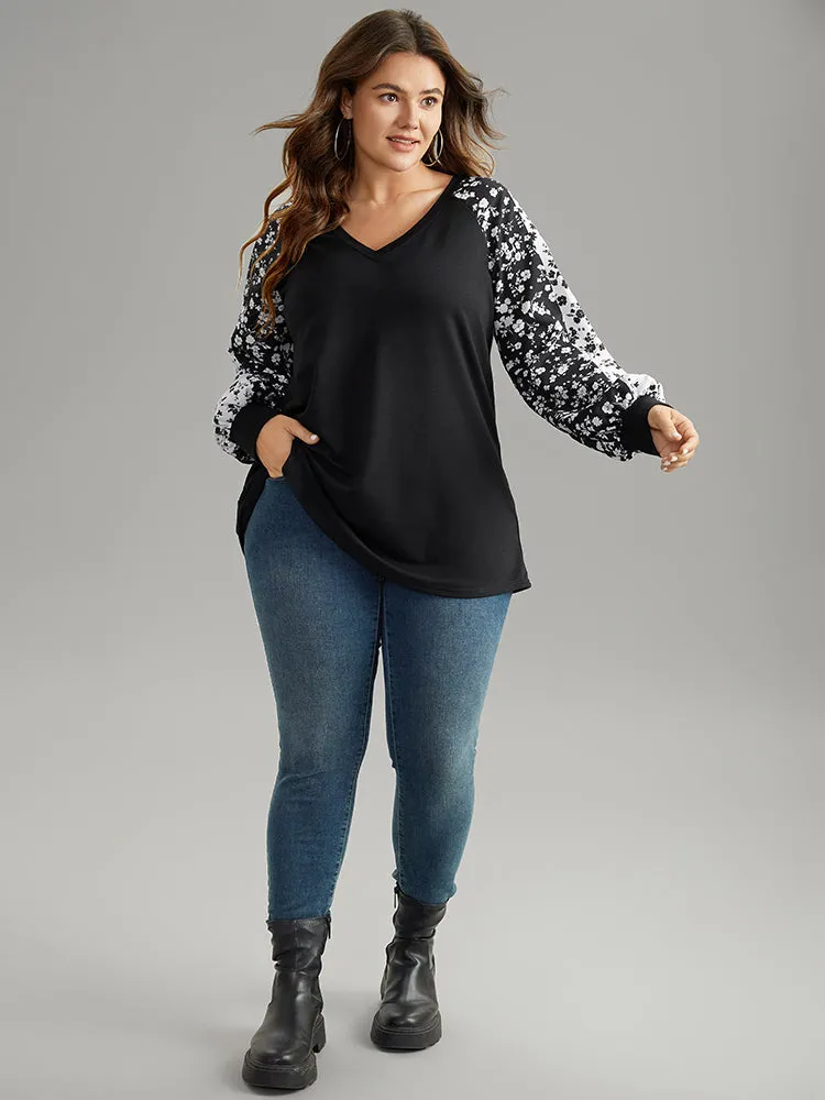 Ditsy Floral Contrast Raglan Sleeve Sweatshirt sold by Bloomchic product image thumbnail 4