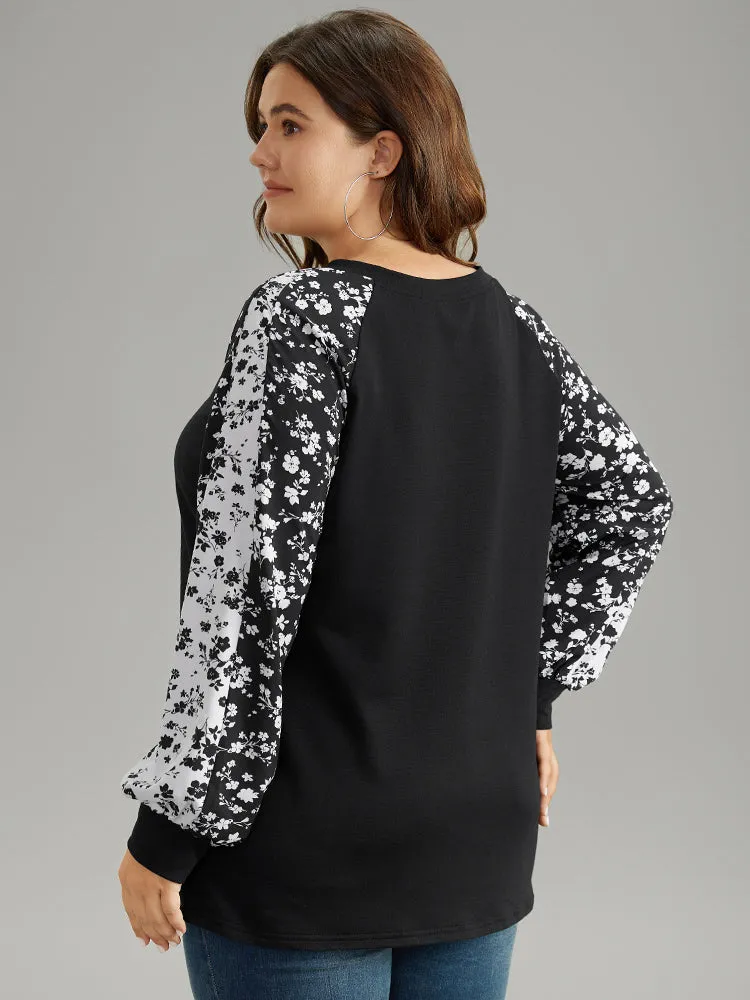 Ditsy Floral Contrast Raglan Sleeve Sweatshirt sold by Bloomchic product image thumbnail 2