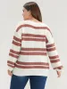 Striped Contrast Pointelle Knit Lantern Sleeve Knit Top sold by Bloomchic