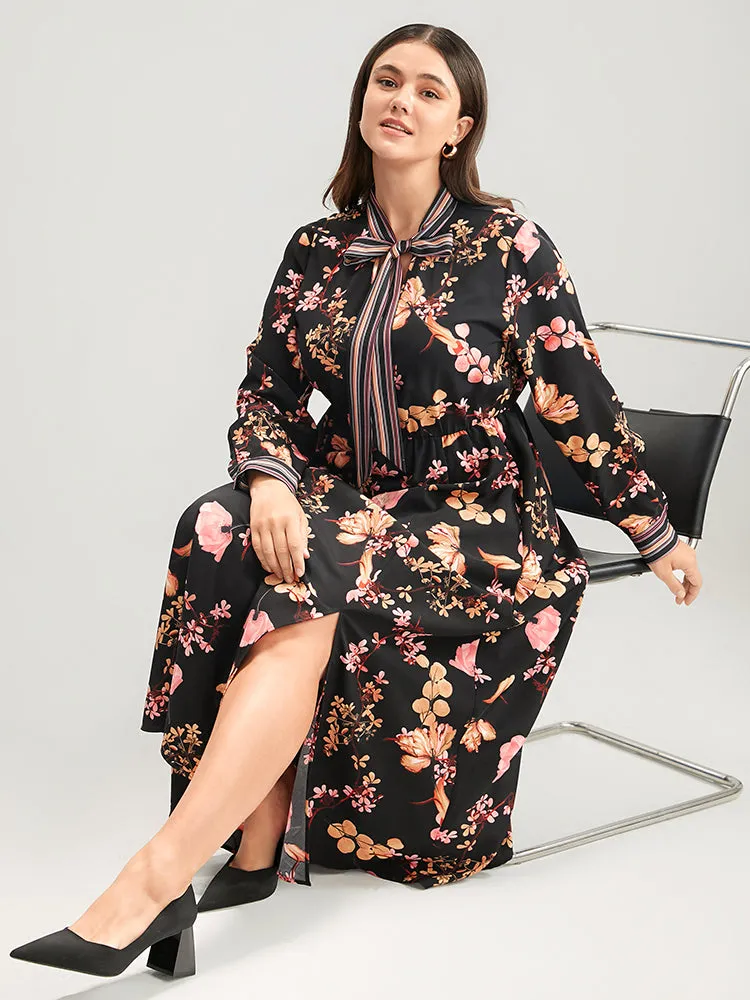 Floral Keyhole Pocket Knotted Neck Split Dress sold by Bloomchic product image thumbnail 2