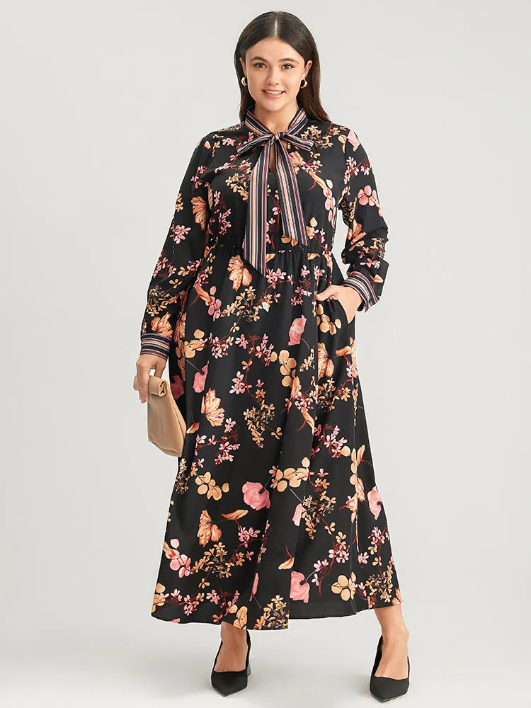 Floral Keyhole Pocket Knotted Neck Split Dress sold by Bloomchic product image thumbnail 3