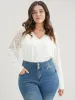 Solid Contrast Lace	V Neck Long Tee sold by Bloomchic