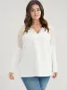Solid Contrast Lace	V Neck Long Tee sold by Bloomchic