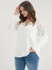 Solid Contrast Lace	V Neck Long Tee sold by Bloomchic
