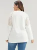 Solid Contrast Lace	V Neck Long Tee sold by Bloomchic