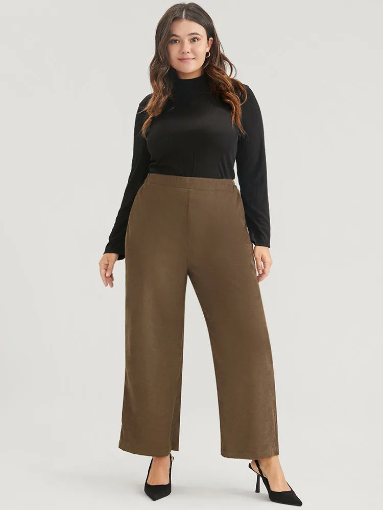 Solid Pocket Elastic Waist Corduroy Pants sold by Bloomchic product image thumbnail 2