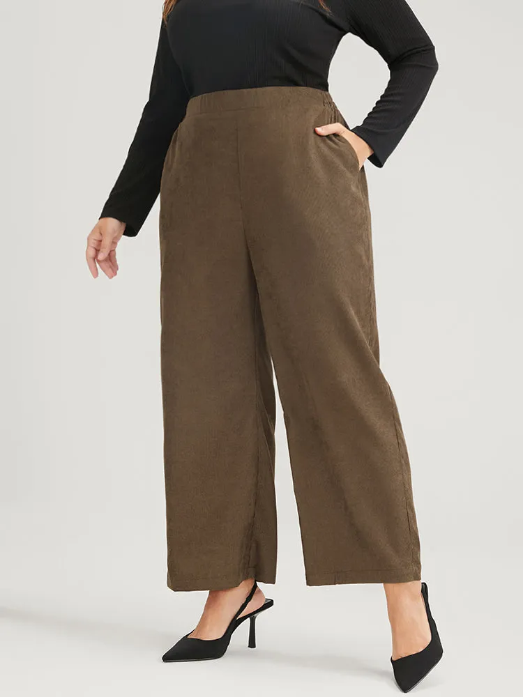 Solid Pocket Elastic Waist Corduroy Pants sold by Bloomchic product image thumbnail 4