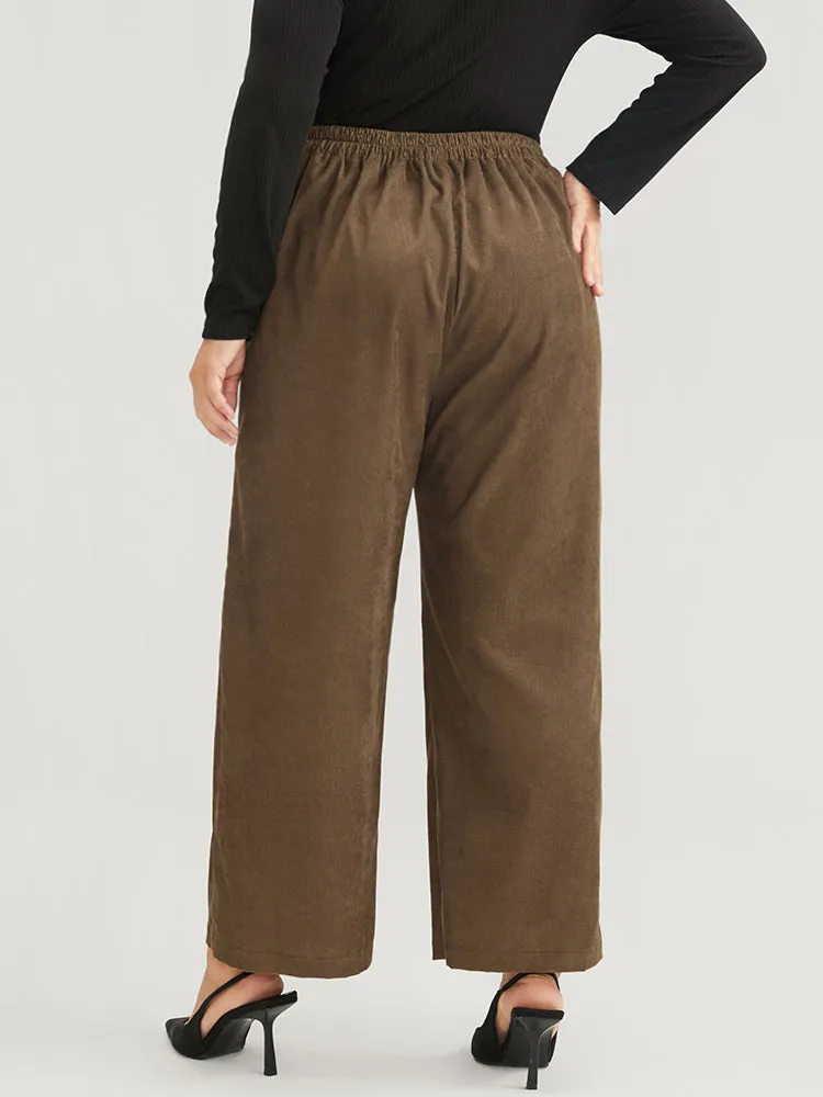 Solid Pocket Elastic Waist Corduroy Pants sold by Bloomchic product image thumbnail 3