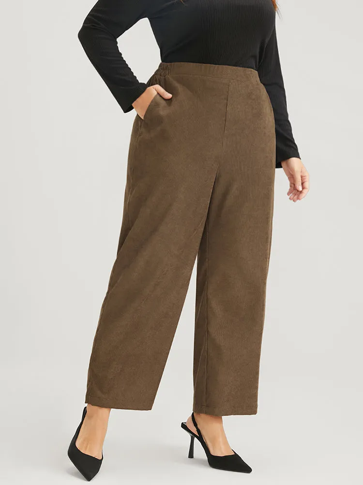 Solid Pocket Elastic Waist Corduroy Pants sold by Bloomchic product image thumbnail 5