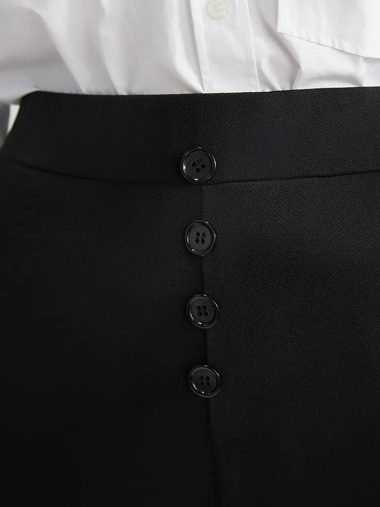 Solid Elastic Waist Fake Button Pocket Pants sold by Bloomchic product image thumbnail 4