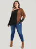 Colorblock Contrast Waffle Knit One Shoulder Long Tee sold by Bloomchic