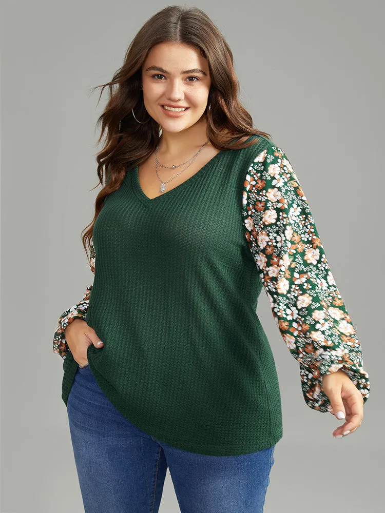 Waffle Knit Patchwork Ditsy Floral T-shirt sold by Bloomchic product image thumbnail 3