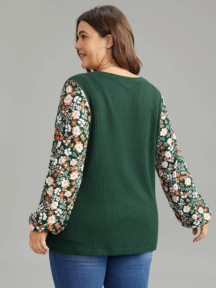 Waffle Knit Patchwork Ditsy Floral T-shirt sold by Bloomchic product image thumbnail 2