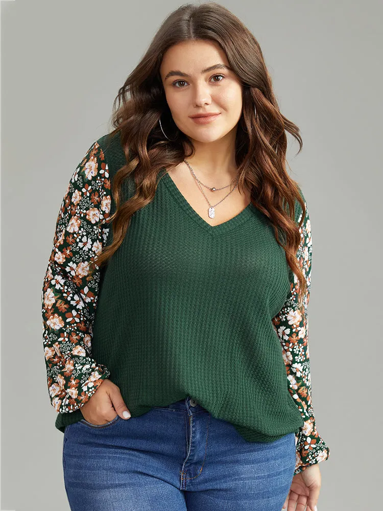 Waffle Knit Patchwork Ditsy Floral T-shirt sold by Bloomchic