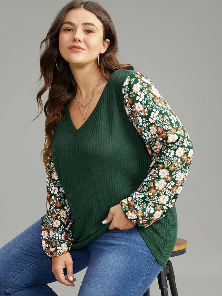 Waffle Knit Patchwork Ditsy Floral T-shirt sold by Bloomchic product image thumbnail 4