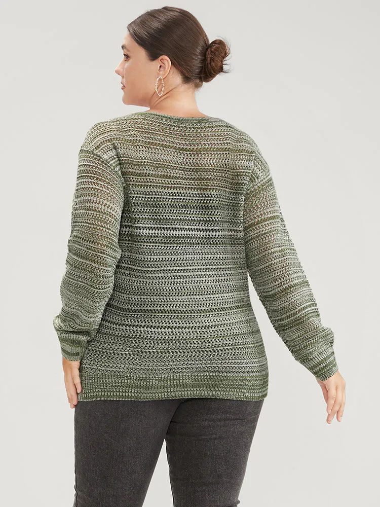 Ombre Spacedye Knit V Neck Crochet Knit Top sold by Bloomchic product image thumbnail 5