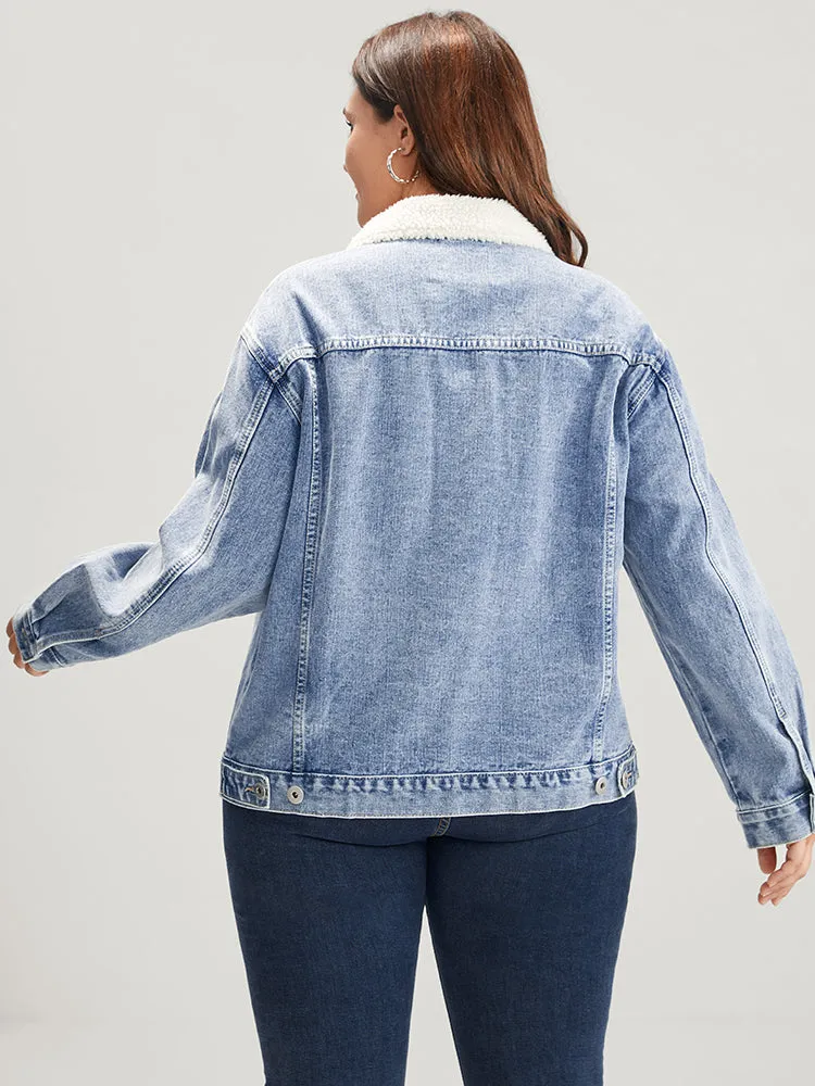 Solid Pocket Button Front Medium Wash Denim Jacket sold by Bloomchic product image thumbnail 4