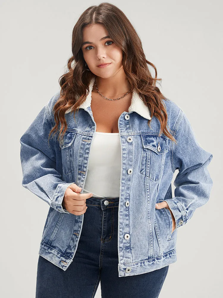 Solid Pocket Button Front Medium Wash Denim Jacket sold by Bloomchic product image thumbnail 5