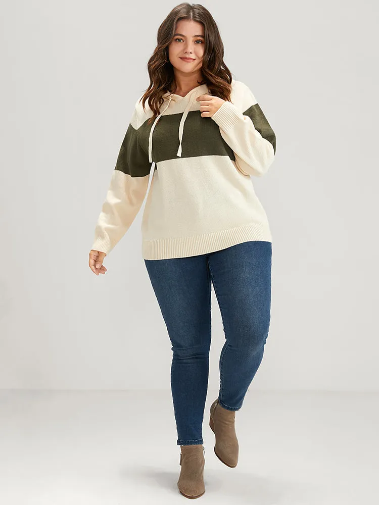 Colorblock Contrast Pointelle Knit Drawstring Hooded Knit Top sold by Bloomchic product image thumbnail 5