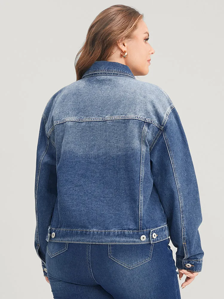 Solid Flap Pocket Button Front Dark Wash Denim Jacket sold by Bloomchic product image thumbnail 2