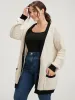 Contrast Trim Pointelle Knit Pocket Button Front Cardigan sold by Bloomchic