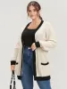 Contrast Trim Pointelle Knit Pocket Button Front Cardigan sold by Bloomchic
