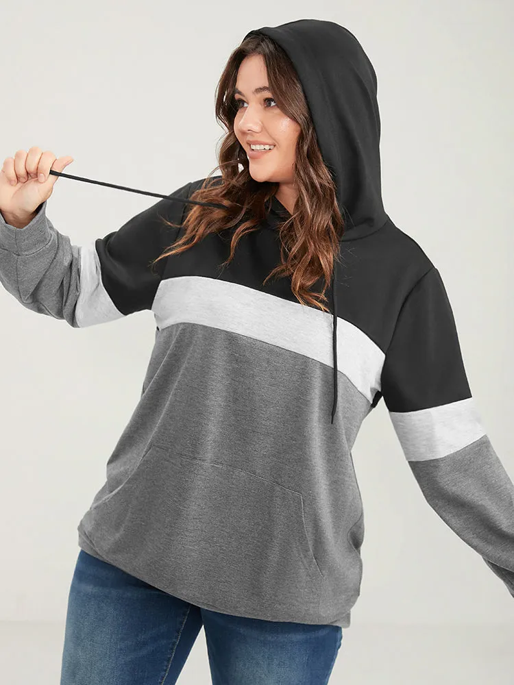 Colorblock Contrast Hooded Pocket Drawstring Sweatshirt sold by Bloomchic product image thumbnail 5