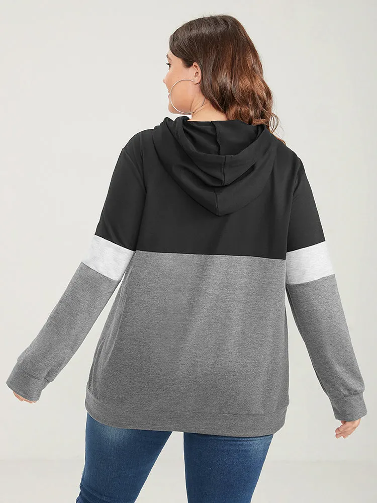 Colorblock Contrast Hooded Pocket Drawstring Sweatshirt sold by Bloomchic product image thumbnail 2