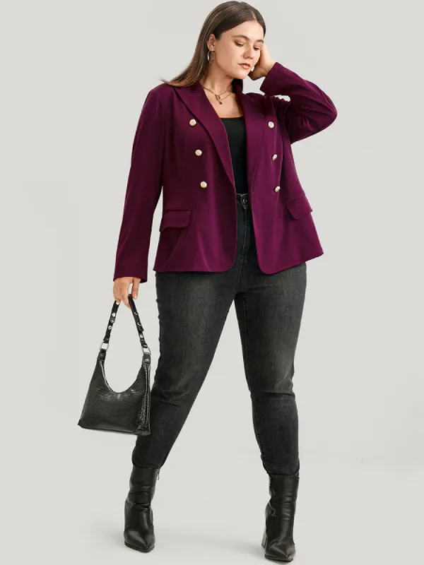 Solid Flap Pocket Suit Collar Button Up Blazer sold by Bloomchic