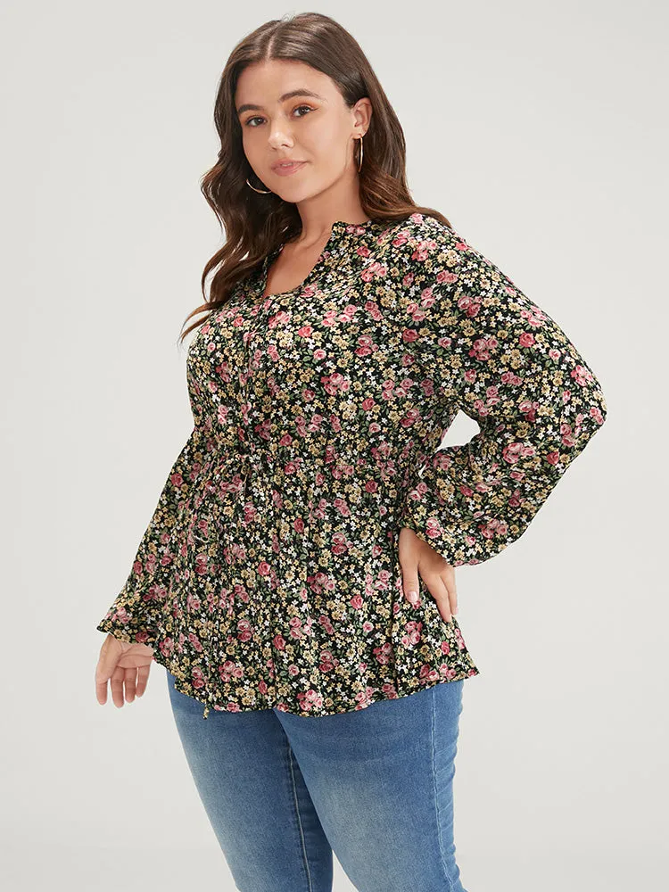 Ditsy Floral Ties Lantern Sleeve Blouse sold by Bloomchic product image thumbnail 4