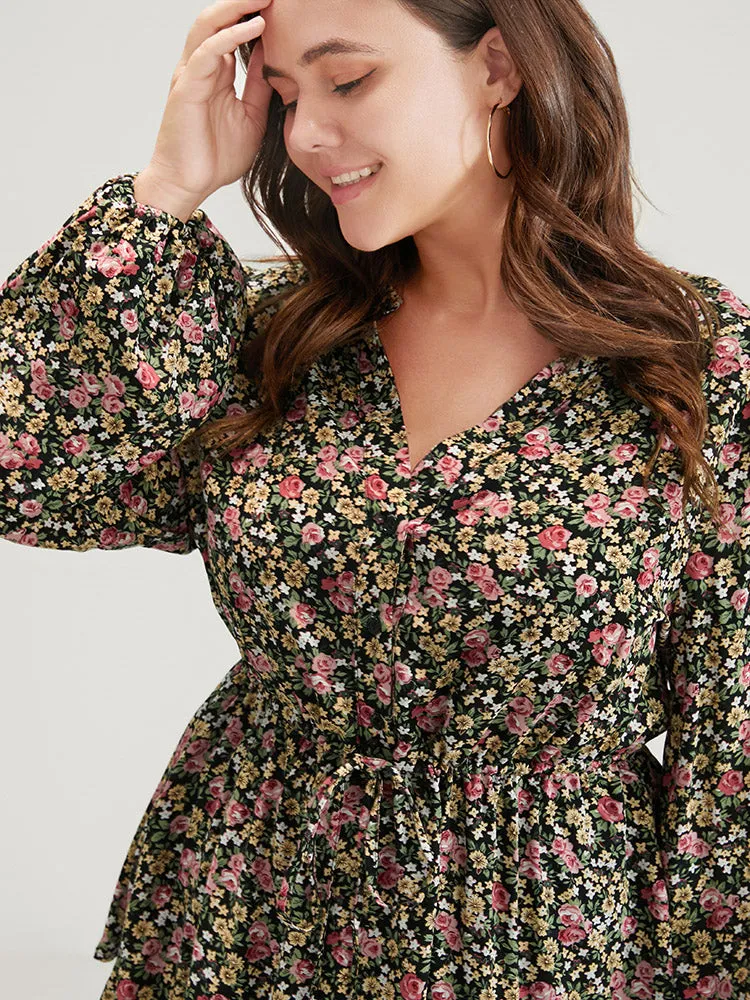 Ditsy Floral Ties Lantern Sleeve Blouse sold by Bloomchic product image thumbnail 5