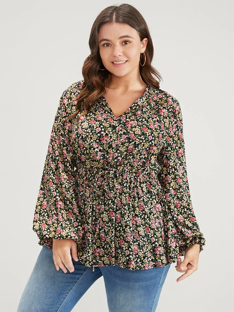 Ditsy Floral Ties Lantern Sleeve Blouse sold by Bloomchic product image thumbnail 3