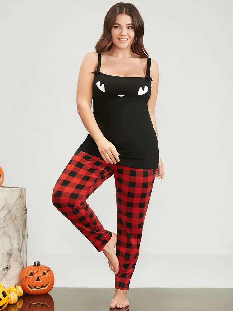 Halloween Print Tartan Lounge Set sold by Bloomchic