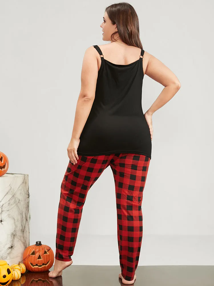 Halloween Print Tartan Lounge Set sold by Bloomchic product image thumbnail 5