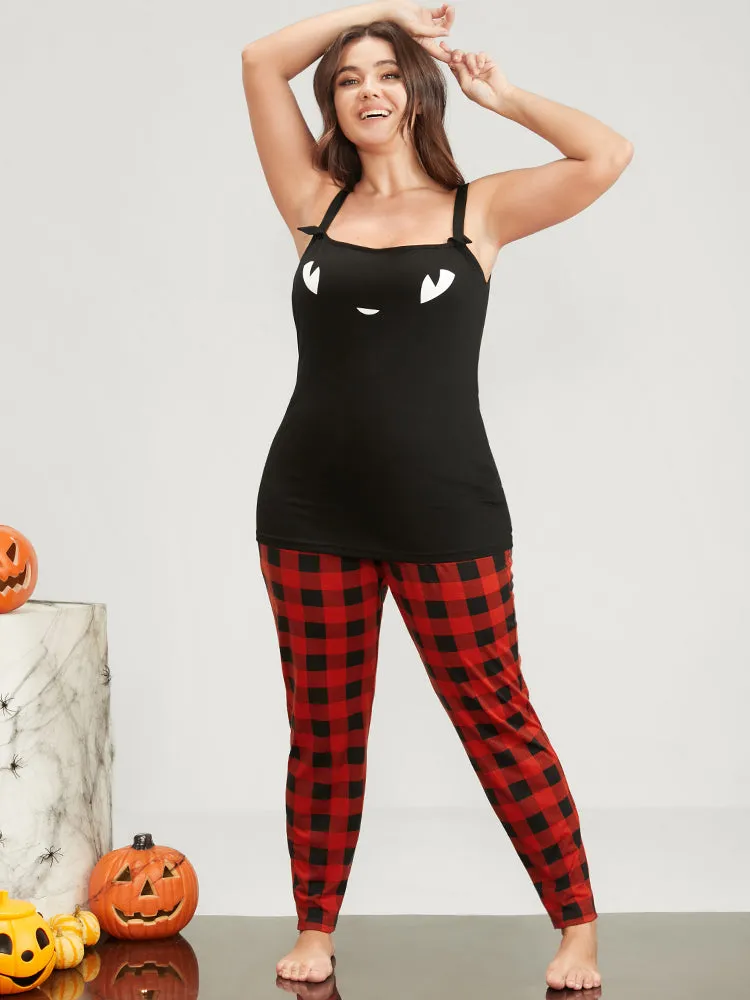 Halloween Print Tartan Lounge Set sold by Bloomchic product image thumbnail 2