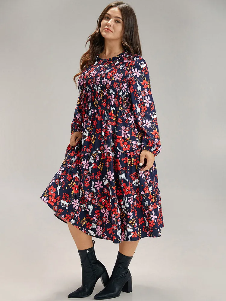 Floral Print Keyhole Shirred Dress sold by Bloomchic product image thumbnail 4