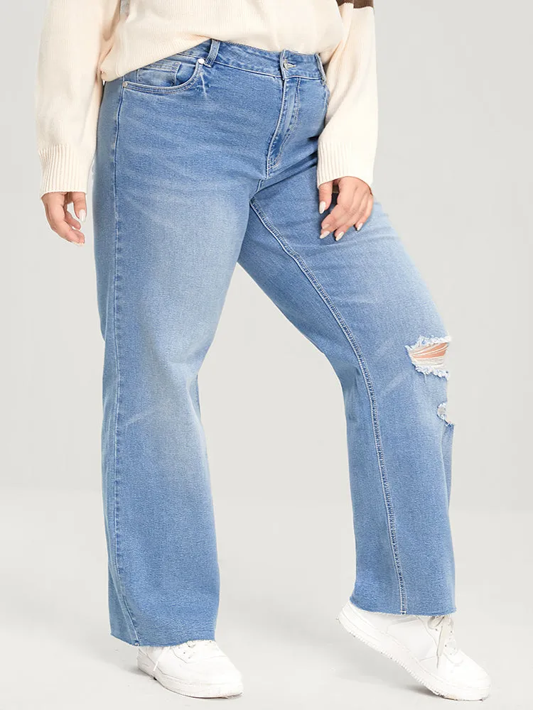Boyfriend Wide Leg Slightly Stretchy High Rise Light Wash Jeans sold by Bloomchic product image thumbnail 5
