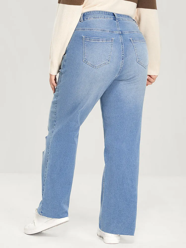 Boyfriend Wide Leg Slightly Stretchy High Rise Light Wash Jeans sold by Bloomchic product image thumbnail 3