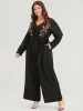 Solid Embroidered Pocket Belted Regular Jumpsuit sold by Bloomchic