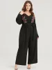 Solid Embroidered Pocket Belted Regular Jumpsuit sold by Bloomchic