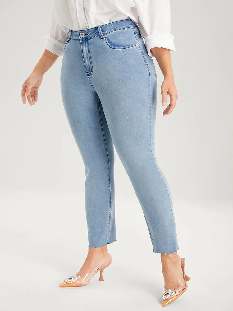 Skinny Very Stretchy High Rise Light Wash Pocket Patchwork Jeans sold by Bloomchic product image thumbnail 5