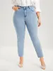 Skinny Very Stretchy High Rise Light Wash Pocket Patchwork Jeans sold by Bloomchic