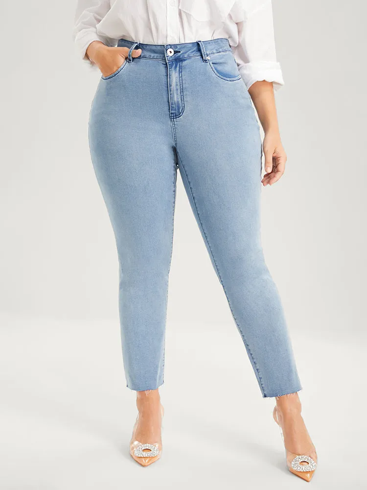 Skinny Very Stretchy High Rise Light Wash Pocket Patchwork Jeans sold by Bloomchic product image thumbnail 3