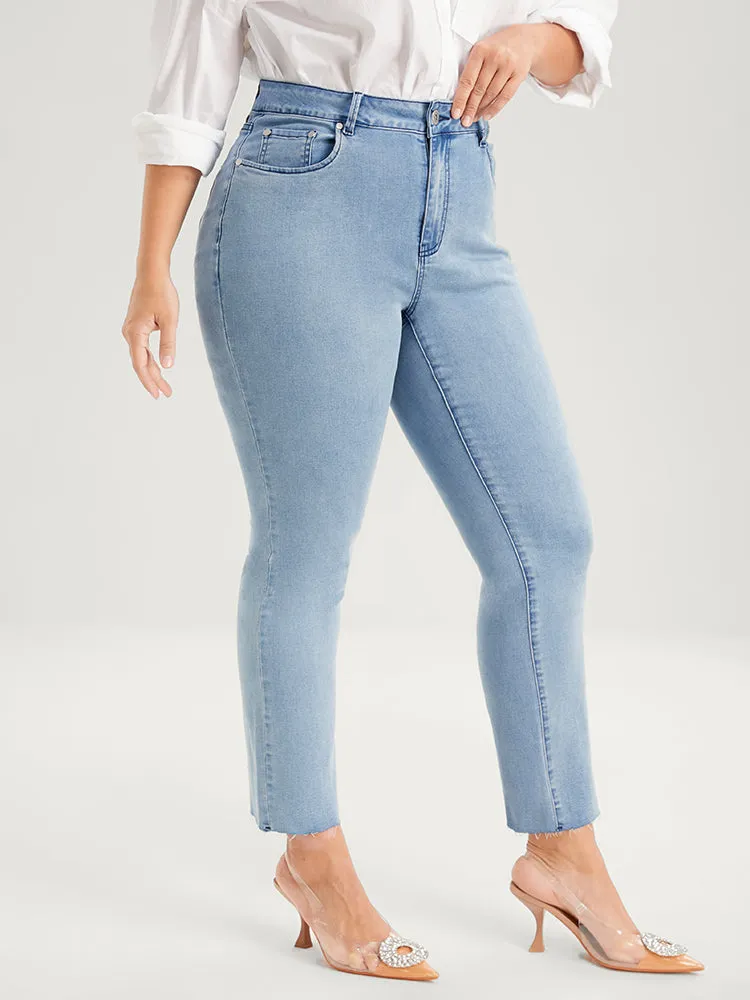 Skinny Very Stretchy High Rise Light Wash Pocket Patchwork Jeans sold by Bloomchic product image thumbnail 4