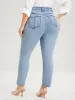 Skinny Very Stretchy High Rise Light Wash Pocket Patchwork Jeans sold by Bloomchic
