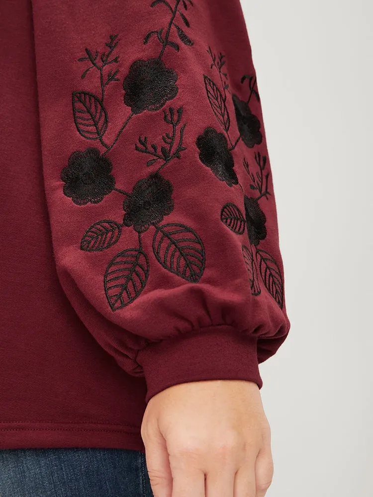 Plain Embroidered Lantern Sleeve Drop Shoulder Sweatshirt sold by Bloomchic product image thumbnail 5